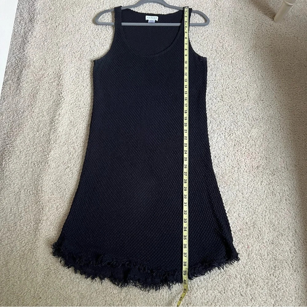 VELVET by Graham & Spencer Women Knitted Dress sz S Black Waffle Fringe Casual - Picture 13 of 16